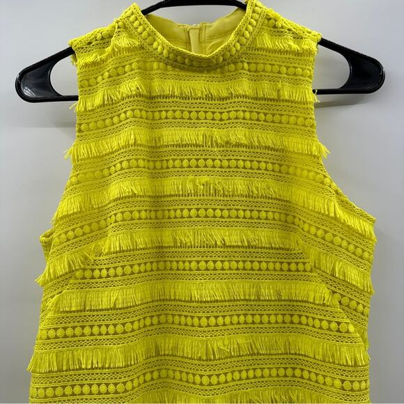 J. Crew Fringy Lace Sleeveless Sheath Dress in Bright Citron Yellow Size 2 - Picture 4 of 14